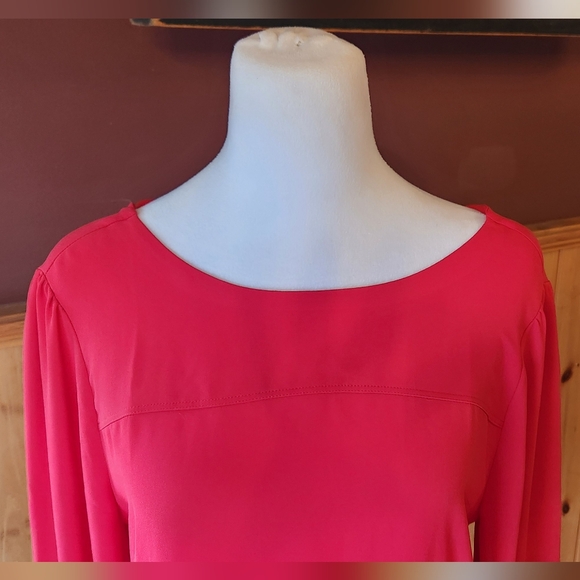 Loft Red Long Sleeve Blouse With Button Back Size Small - Picture 5 of 11